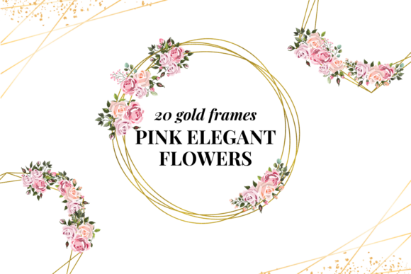 20 Decorative Frames, Watercolor Floral and ♥ GEOMETRICAL FRAMES WITH ROSE BRANCHES ♥ – A Digital Artisan’s Essential Resource