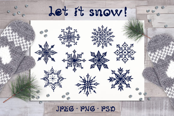 9 Hand Drawn Christmas Snowflakes: A Versatile Resource for Creative Projects