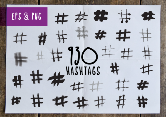 930 Hashtags: A Versatile Collection of Hand-Drawn Elements for Designers and Crafters