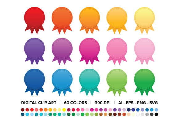 Award Badge Button Clip Art Set
