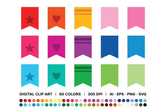 Bookmark Tab Flag Banner Clip Art Set: A Versatile Design Solution for Creative Projects