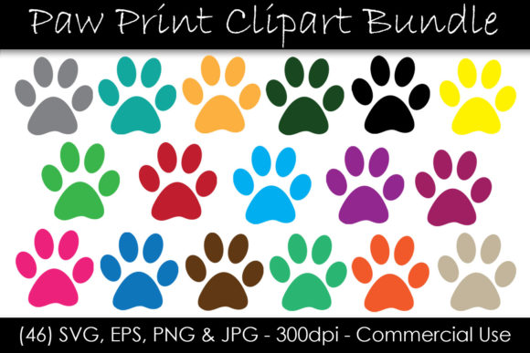 Color Paw Print Clip Art for Creative Projects