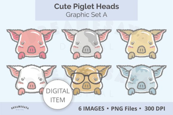 Cute Piglet Head Decorative Images for Creative Projects and Branding