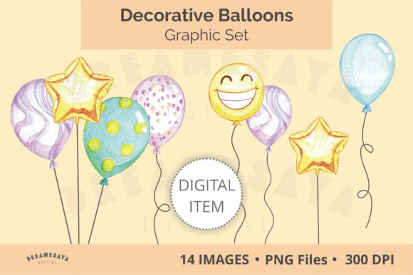 Decorative Balloon Hand Drawn Clipart