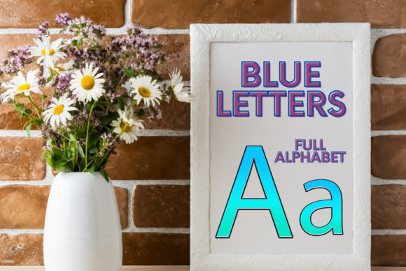 Decorative Blue Alphabet: A Versatile Clip Art Set for Creative Designers and Beginners