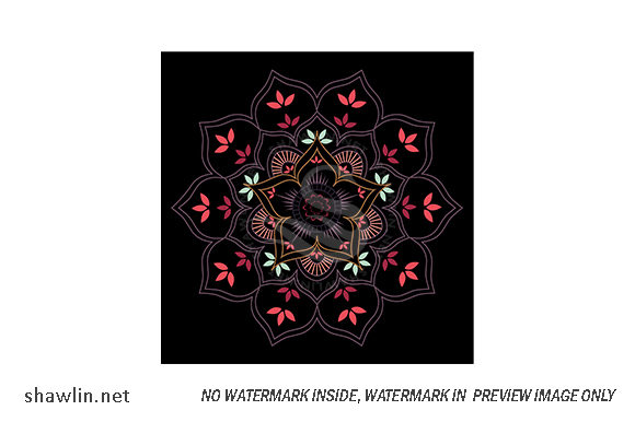 Decorative Floral Mandala with Leaves: A Versatile Design for Creative and Professional Use