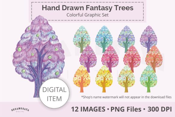 Decorative Fruit Trees Png Clipart Set: A Whimsical Addition to Your Creative Projects