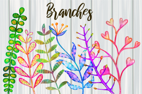 Decorative Watercolor Botanical Branches: A Versatile Design Asset for Creative Projects