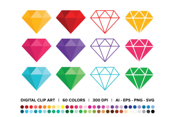 Diamond Clip Art Set for Creative and Professional Use