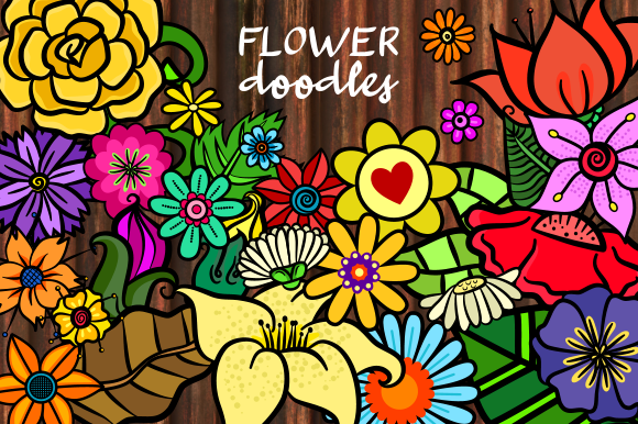Doodle Flower Decorative Design Elements
