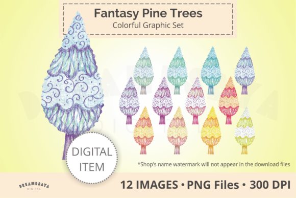 Fantasy Pine Tree Clipart for Creative Projects
