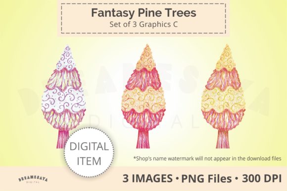 Fantasy Pine Trees Decorative Clip Art C