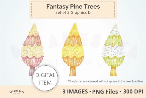 Fantasy Pine Trees Decorative Clip Art D