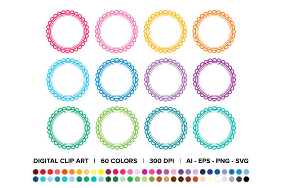 Flower Scallop Outer Frame Clip Art: Strategic Design for Visual Communication and Branding