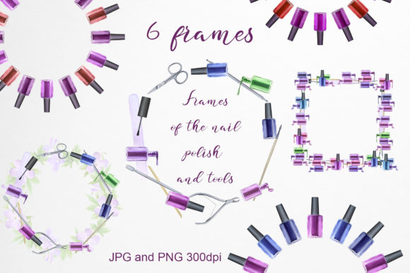 Frames of the Nail Polish and Tools: A Creative Resource for Designers and Content Creators