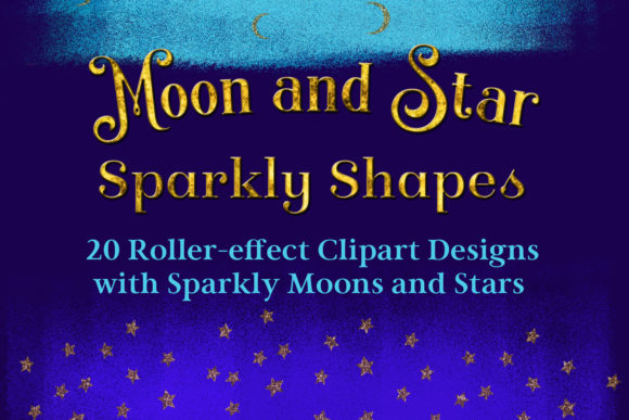 Moon and Star Sparkly Shapes Clipart: A Versatile Design Resource