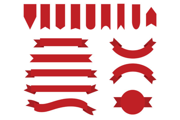 Red Badge Banner Clip Art Set