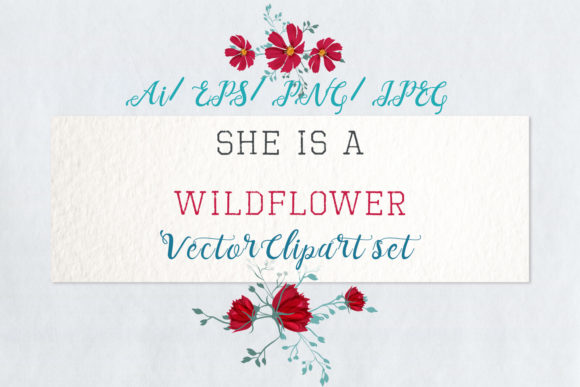 She is Wildflower, Vector Clip Art Set 2: A Versatile Floral Design Resource for Creative Projects