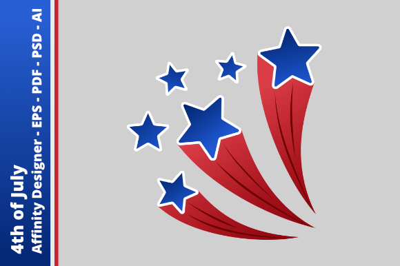 Shooting Stars - USA - 4th of July: A High-Resolution Illustration for Creative and Professional Use