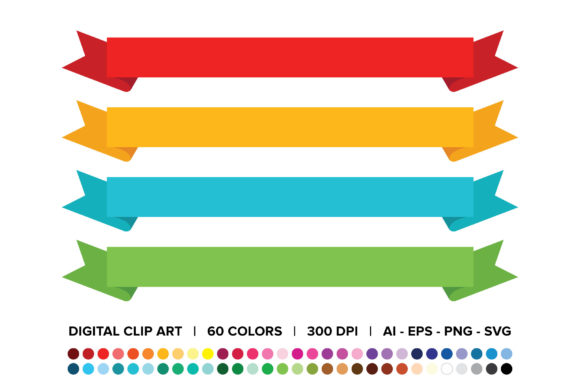 Wide Ribbon Banner Clip Art Set for Designers and Creators